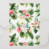 Wasserfarbene tropische Blume Sommertaufe Folieneinladung (Rückseite)