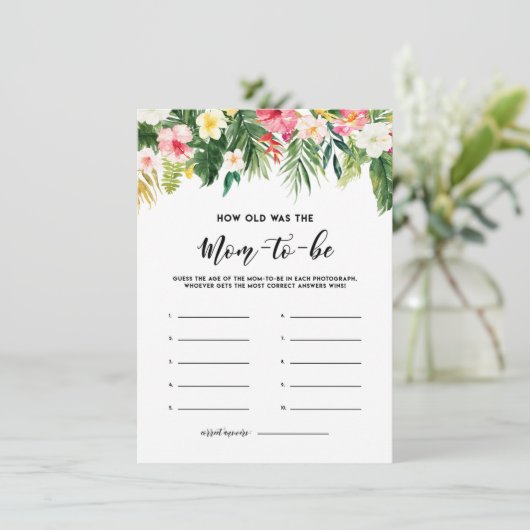 Wasserfarbene tropische Blume wie alt war die Mama Begleitkarte (Stehend Vorderseite)