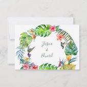 Wasserfarbene tropische Blumen-farbene Hochzeit RSVP Karte (Rückseite)