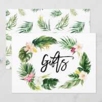Wasserfarbene tropische Blumenkranz-Geschenke-Schi