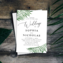 Wasserfarbene tropische botanische Hochzeit. Palm-