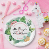 Wasserfarbene tropische Hochzeitsananas-Orchideenl Pappteller (Party)