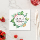 Wasserfarbene tropische Hochzeitsananas-Orchideenl Serviette (Beispiel)