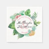 Wasserfarbene tropische Hochzeitsananas-Orchideenl Serviette (Vorderseite)