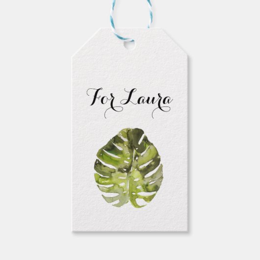 Wasserfarbene tropische Leaf-Malerei Geschenkanhänger (Vorderseite)