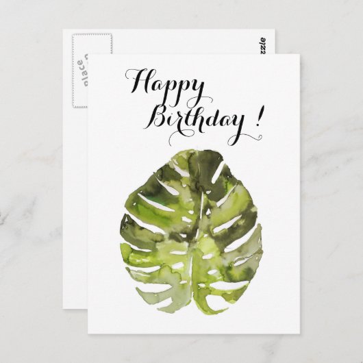 Wasserfarbene tropische Leaf-Malerei Postkarte (Vorne/Hinten)