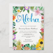 Wasserfarbene Tropische Luauer Graduiertenparty Ei Einladung (Vorderseite)
