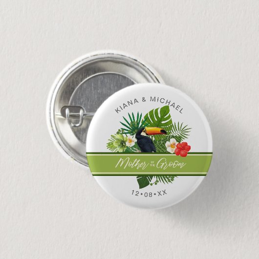 Wasserfarbene tropische Mutter von Groom Green ID5 Button (Vorne & Hinten)