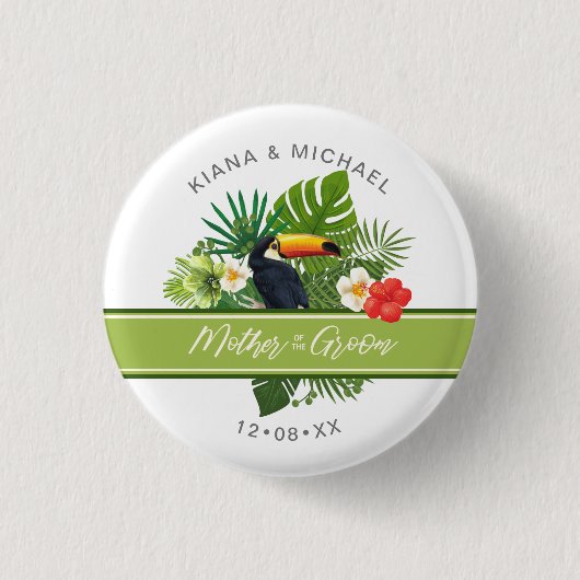 Wasserfarbene tropische Mutter von Groom Green ID5 Button (Vorderseite)