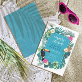 Wasserfarbene tropische Paare Dusche Aquamarin ID5 Einladung