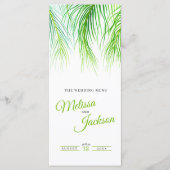 Wasserfarbene tropische Palmenkarte Menükarte (Vorderseite)