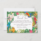 Wasserfarbene tropische Papageien Babydusche Dankeskarte (Vorderseite)