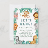 Wasserfarbene tropische Tiere zum Geburtstag Einladung (Vorderseite)