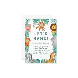 Wasserfarbene tropische Tiere zum Geburtstag Einladung