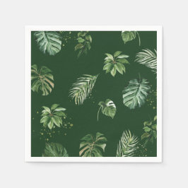 Wasserfarbene tropische Vegetation Grünes Blattwer Serviette