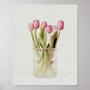Wasserfarbene Tulissen - Mauer Kunst Poster