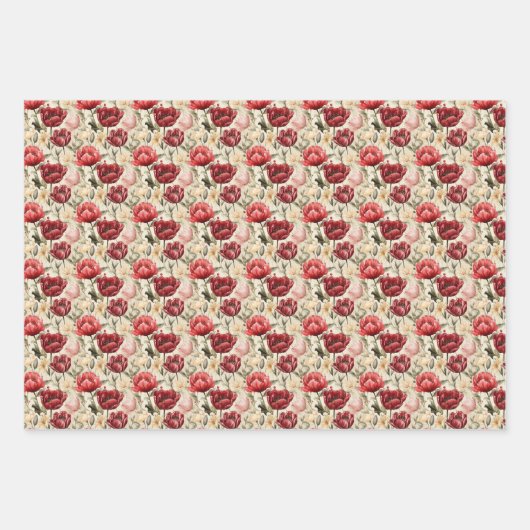 Wasserfarbene Tulpen, tiefrot, narzissenartig Früh Geschenkpapier Set (Vorderseite 2)