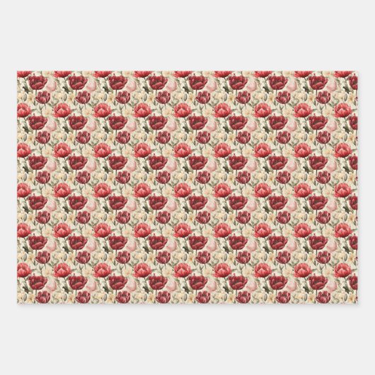 Wasserfarbene Tulpen, tiefrot, narzissenartig Früh Geschenkpapier Set (Vorderseite)