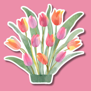 Wasserfarbene Tulpen Wasserdicht Aufkleber