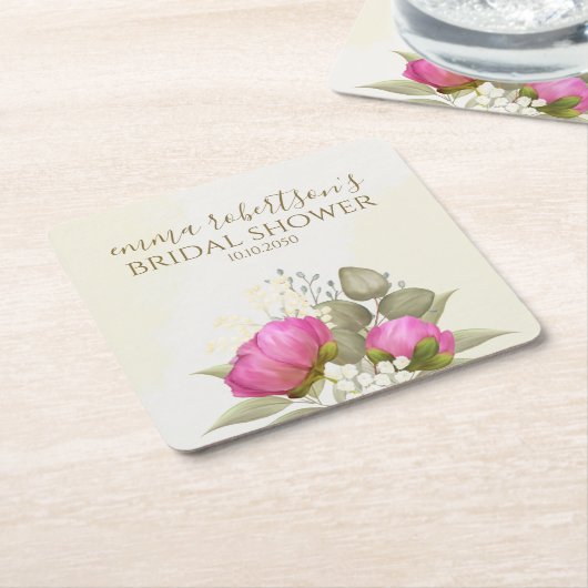 Wasserfarbene Vegetation Blumen Elegantes Brautpar Rechteckiger Pappuntersetzer (angewinkelt)