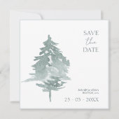 Wasserfarbene Vegetation Wälder Pinienbäume Hochze Save The Date (Vorderseite)
