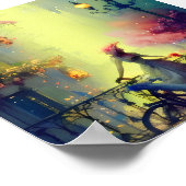 Wasserfarbene viktorianische Frau und Fahrrad Poster (Ecke)