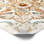 Wasserfarbene Vintage Mosaikfliesen. Blumenazulejo Poster (Ecke)