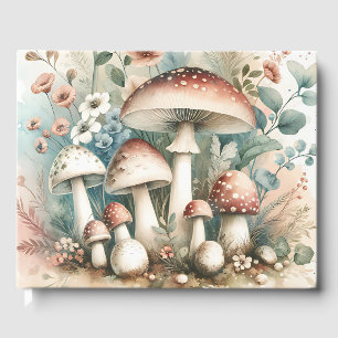 Wasserfarbene Vintage Pilze und Blume Hochzeit Gästebuch