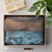 Wasserfarbene Vintage Seefischlakenkarten Seidenpapier (Geschenk)