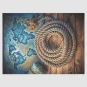 Wasserfarbene Vintage Seefischlakenkarten Seidenpapier (Vorderseite)