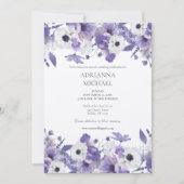 Wasserfarbene violette Blumen Hochzeit Einladung (Vorderseite)