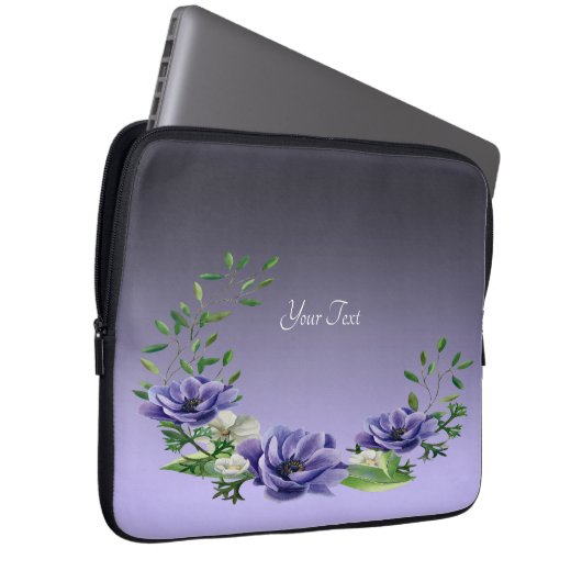 Wasserfarbene violette Blumen Laptop-Sieb Laptopschutzhülle (Vorne Rechts)