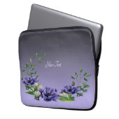Wasserfarbene violette Blumen Laptop-Sieb Laptopschutzhülle (Vorderseite Links)