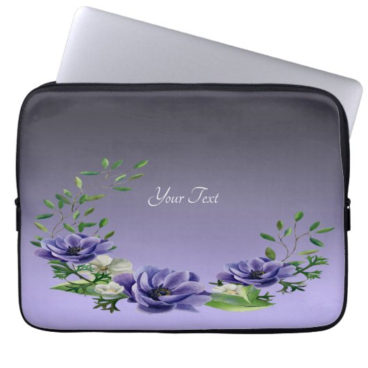 Wasserfarbene violette Blumen Laptop-Sieb Laptopschutzhülle (Vorderseite)