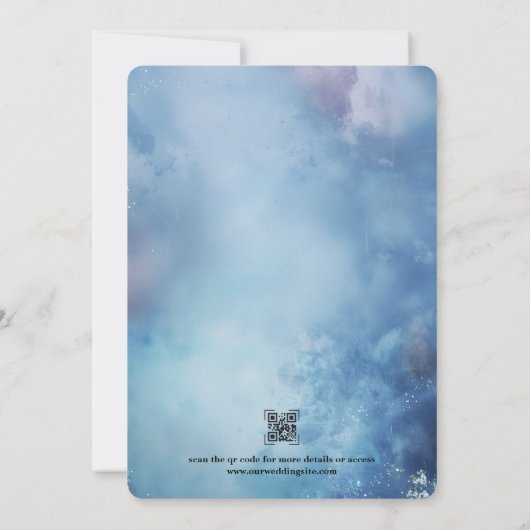 Wasserfarbene Vögel auf blau Einladung (Rückseite)