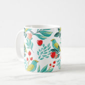 Wasserfarbene Vögel, Cranberry & Grüne Weihnachten Kaffeetasse (Vorderseite Links)
