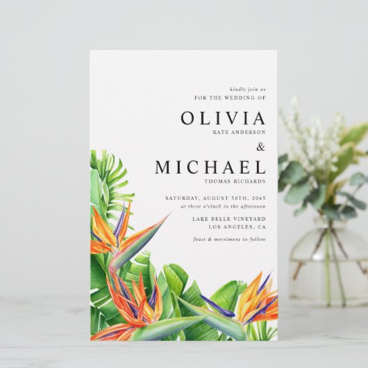 Wasserfarbene Vögel des Paradieses Einladung zur H (Stehend Vorderseite)