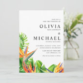 Wasserfarbene Vögel des Paradieses QR-Code Hochzei Einladung (Stehend Vorderseite)