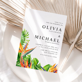 Wasserfarbene Vögel des Paradieses QR-Code Hochzei Einladungspostkarte