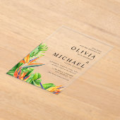 Wasserfarbene Vögel des Paradieses Tropische Hochz Acryleinladungen (Ablage )