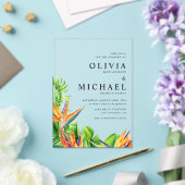 Wasserfarbene Vögel des Paradieses Tropische Hochz Acryleinladungen (In Situ (Hochzeit))