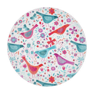 Wasserfarbene Vögel im Garten der Blume Malerei Schneidebrett