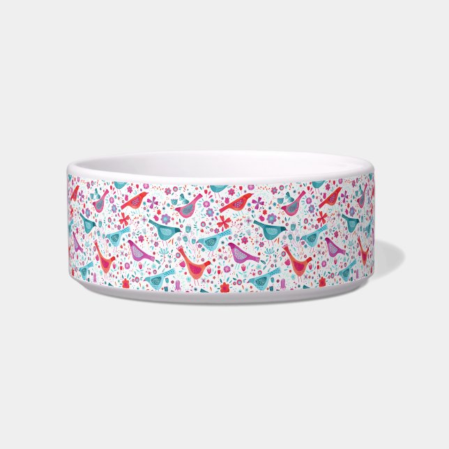 Wasserfarbene Vögel in einem Garten Aquamarin rosa Napf (Vorderseite)
