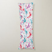 Wasserfarbene Vögel in einem Garten Aquamarin rosa Seitenschläferkissen (Vorderseite Vertikal)