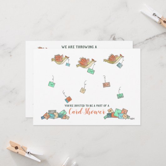 Wasserfarbene Vögel liefern E-Mail-Kartendusche Karte (Vorderseite/Rückseite Beispiel)