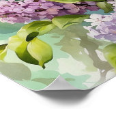 Wasserfarbene Vögel mit blühenden Lilac-Blume Poster (Ecke)