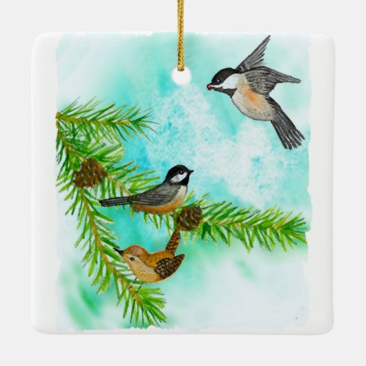 Wasserfarbene Vögel Ornament (Rückseite)