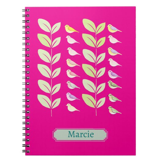 Wasserfarbene Vögel und Blätter Notizblock (Vorderseite)