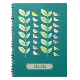 Wasserfarbene Vögel und Blätter Notizblock