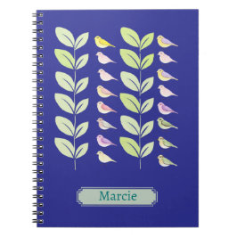 Wasserfarbene Vögel und Blätter Notizblock